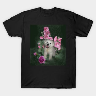 Sweet Puppy and Pink Flowers T-Shirt